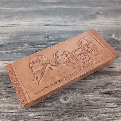 1950's Mount Rushmore Faux Leather Box Guild Craft Kraft Caramels Box Souvenir