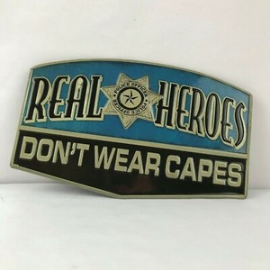Real Heroes Don't Wear Capes Police Officer Metal Hanging Sign
