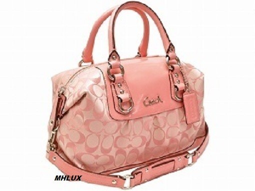 NEW COACH ASHLEY PEONY PINK SIGNATURE CARRYALL HANDBAG