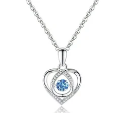 Love Heart Blue Moissanite Elegant Design Fashion Pendant Necklace Jewelry Gift