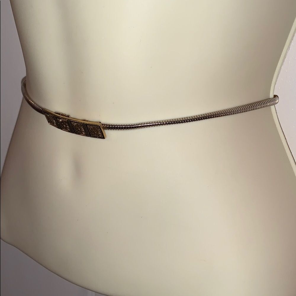 Vtg 80s Anne Klein gold metal stretch belt - image 3