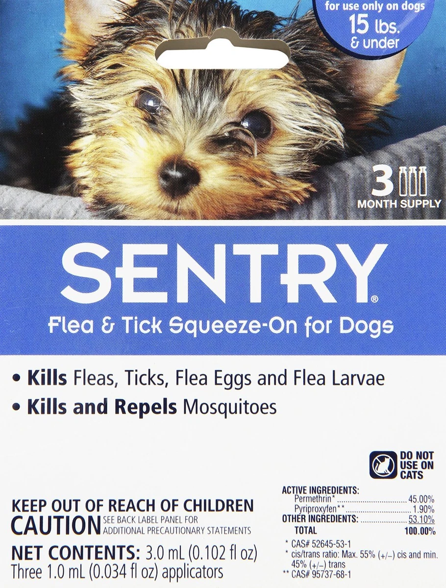 Sergeants Pet Care Prod 3 Count Sentry Flea and Tick SqueezeOn Dog