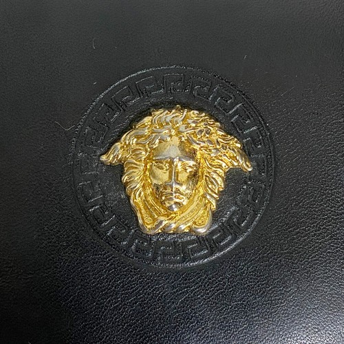 GIANNI VERSACE raro portafoglio portamonete vintage Medusa in pelle nera - Foto 8 di 12