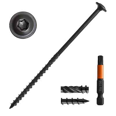 Pack of 50 #14 x 6'' Wood Structural Lag Screws Black Coated Torx/Star Drive H...
