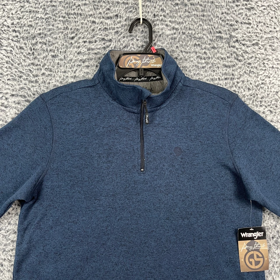 Pullover Wrangler George Strait Para Hombre Pequeño Azul Jaspeado Oscuro 1/4 Cremallera Polar Nuevo con Etiquetas Foto 2 de 4