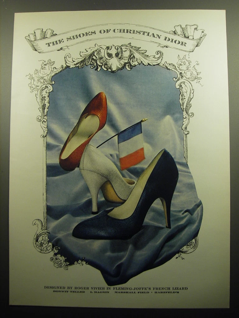 1958 Chaussures Christian Dior conçues par Roger Vivier Advertisement