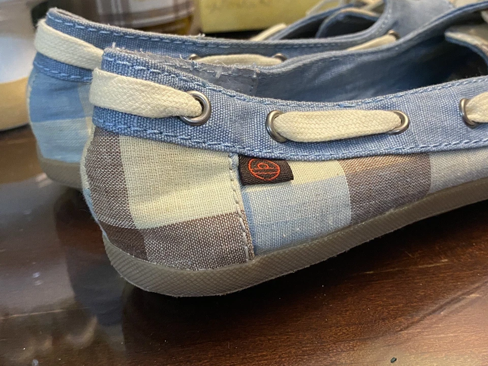 Mocasines planos Big Buddha para mujer sin cordones GATE primavera talla 7,5 a cuadros azules sin cordones Foto 3 de 4