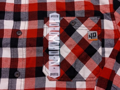 DULUTH TRADING Co. 40 Körnung Langarm Flanell Arbeitshemd rot kariert XXL 2XL ~NEU - Bild 6 von 9