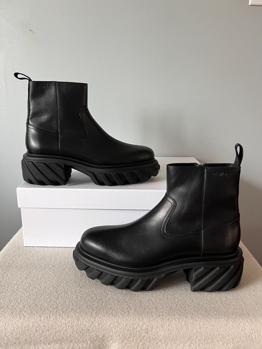 Off White Exploration Motor Ankle Boots - Size 11 - Black - Made