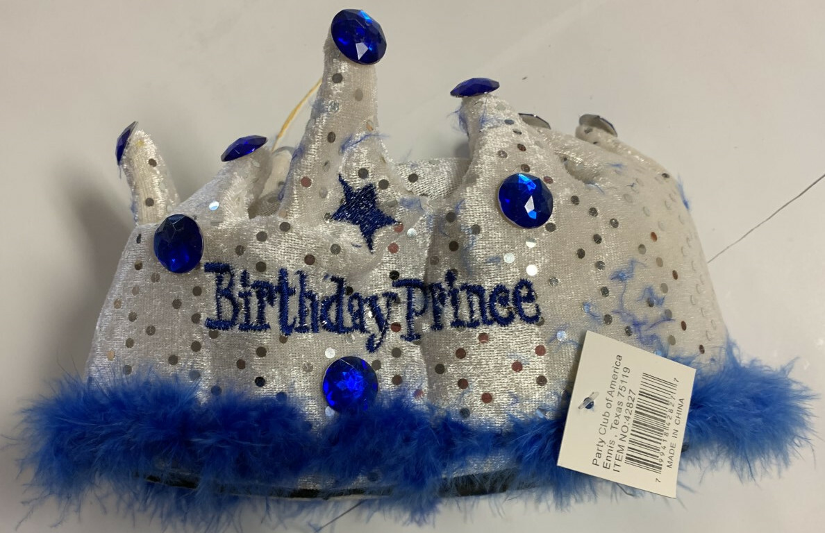 Birthday Prince Crown Hat Party Sequins Fur King Halloween Costume
