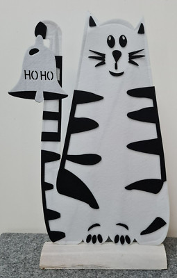 Gilde Dekofigur Katze Kater Glocke ho ho Filz Holz Funny Cat 52 cm lustig Luxus