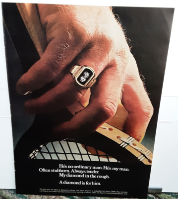 1976 DeBeers Diamonds Diamond Is For Him Original Print Ad vintage 70s