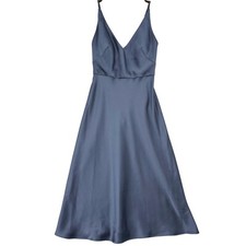 Jenny Yoo Slip Dress Womens Size 2 Blue Spaghetti Straps Back Zip Padded Cups