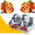 110V Double-head Round Waffle Maker Machine Non-stick Temperature Time Control