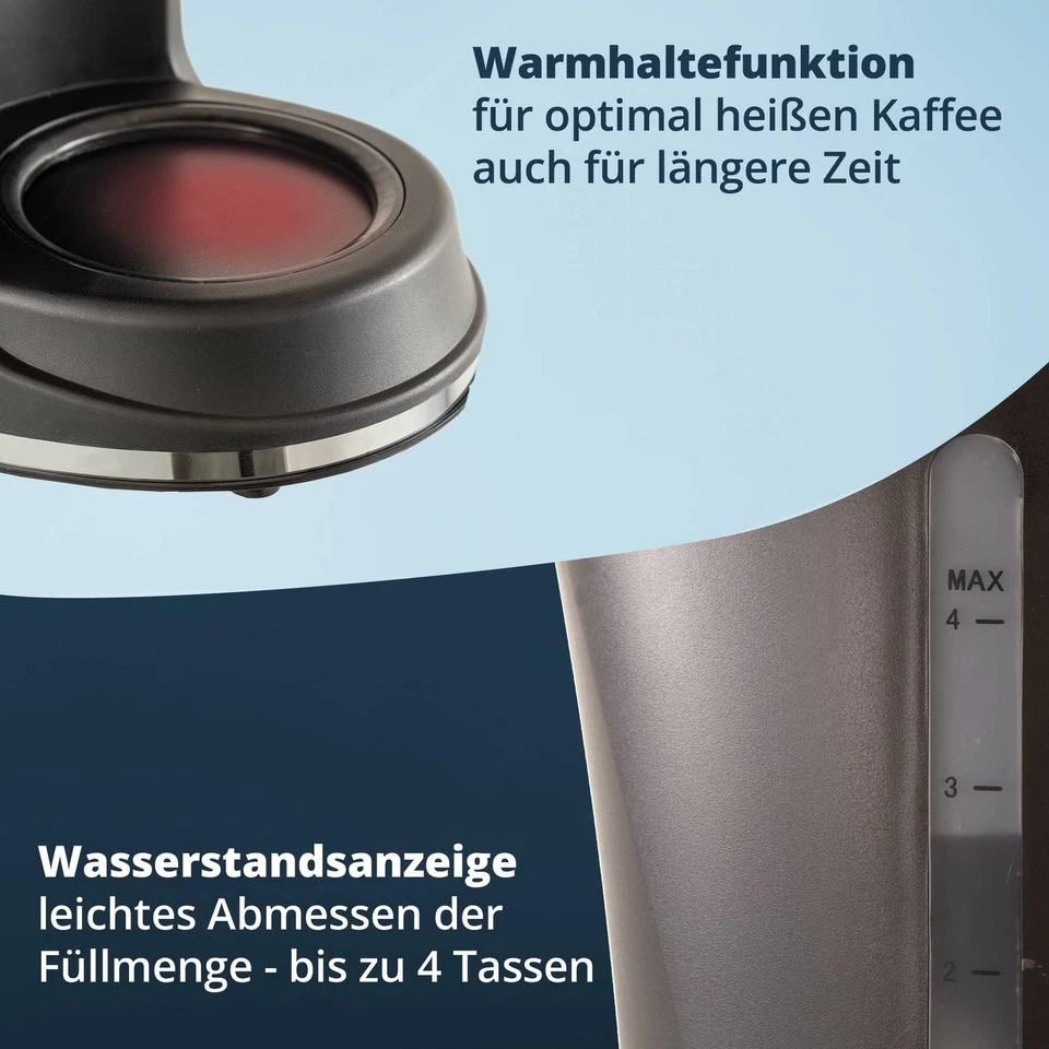 Mini Kaffeemaschine Filterkaffeemaschine Single Schwarz 0,5L 4 Tassen 600W KHG - Bild 4 von 4
