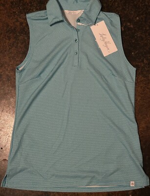 NWT! Lady Hagen Women s  X Small Jacquard Sleeveless Polo Teal Crush