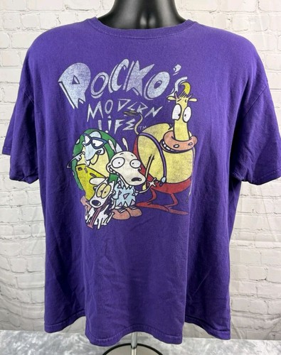 Rocko's Modern Life Nickelodean T-Shirt Short Sleeve Purple Size XL
