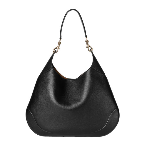 GUCCI B Large $4600 Black Soft Grainy Leather Shoulder Bag New And Authentic