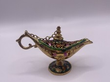 Vintage Elegant Metal Genie Lamp Collectible Figurine Trinket Decor