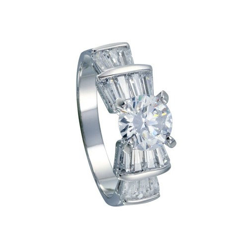 Bague De Fiançailles Or Jaune Flash Argent Sterling 3.2ct Zircone - Taille 7 - Rond - Neuf Sans Emballage