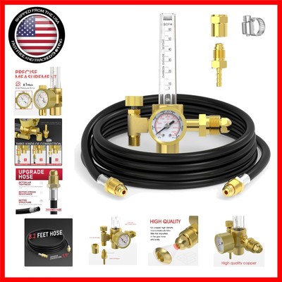 Lightweight Copper Argon Regulator with 8ft Hose - Perfect for Welding Projects