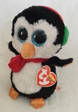 Ty Beanie Boos - 6" NORTH the PENGUIN - 2014 Christmas - New with Tags Red Scarf