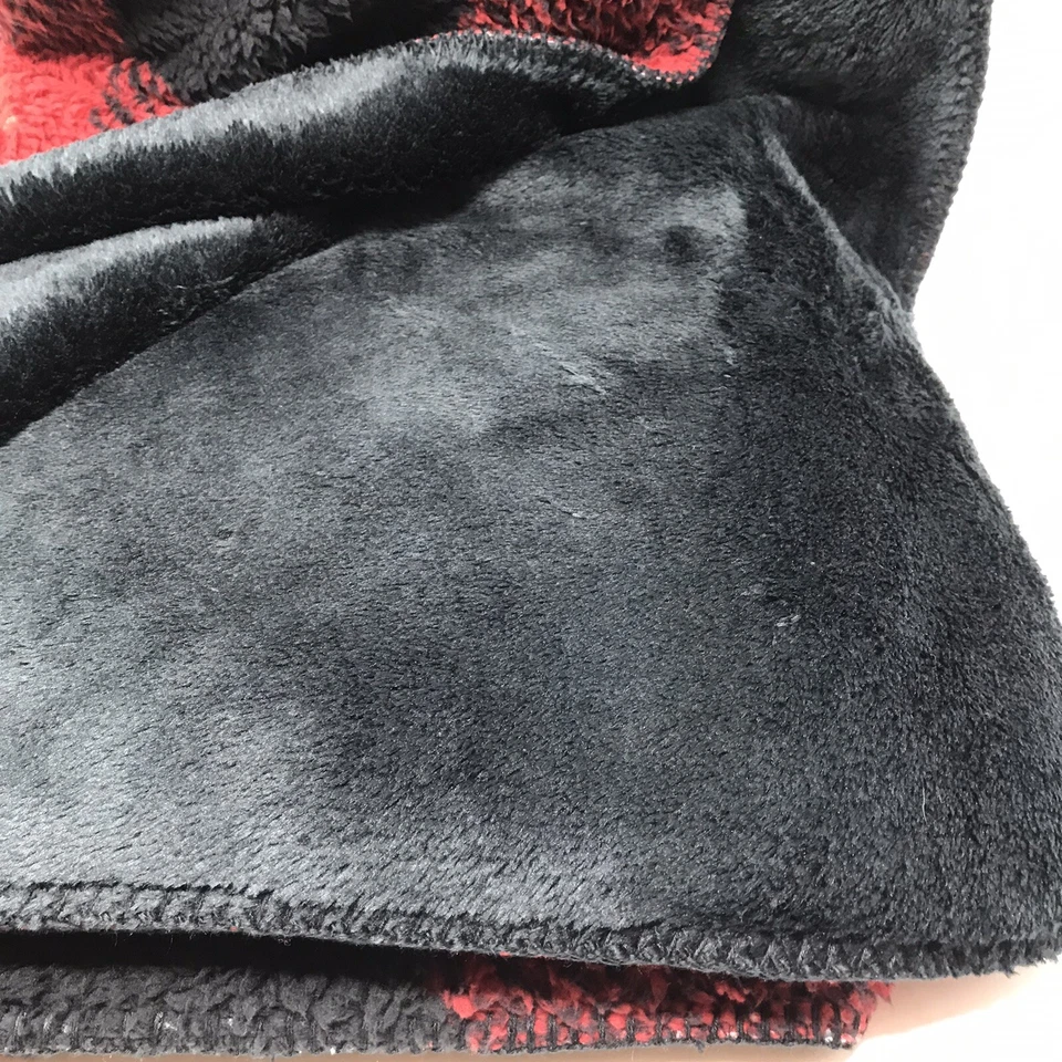 Pendleton 50” X 70” Plaid Reversible Sherpa Fleece Throw Blanket Red & Black - Image 3 of 4