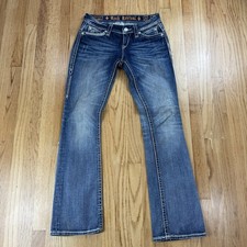 Rock Revival Women  s Sz 26 Sasha Boot Cut Denim Jeans Embroidered Actual 30x33
