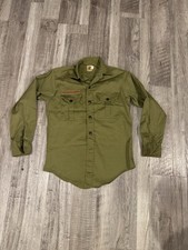 Vintage 60s Boy Scouts of America Olive Green Button Up Shirt Made in USA
