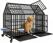54 Inch Heavy Duty Dog Crate Indestructible Extra Large Dog Cage Kennel, XXL