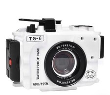 Waterproof housing case Underwater Diving 195FT/60M for Olympus TG-6, White