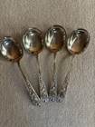 4 Vintage S.Kirk&Son Sterling Silver Cream Soup Spoons Rose Pattern 146 Grms