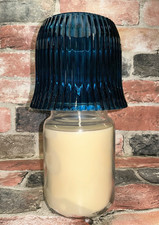 Yankee Candle 4.25" x 5" Deep Blue Ribbed Bell Glass Candle Shade NIB