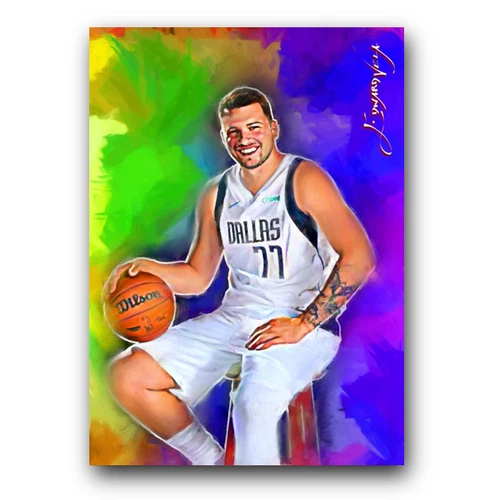 Luka Doncic #26 Art Card Limited 31/50 Edward Vela Signed (Dallas Mavericks)