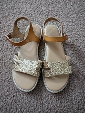 Toddler Girls' Kennedy Cognac Glitter Sandals Hook And Loop Strap Cat  Jack 12