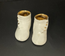 Vintage Ceramic Baby Shoes Booties Planters White Unmarked Nursery Shower Decor