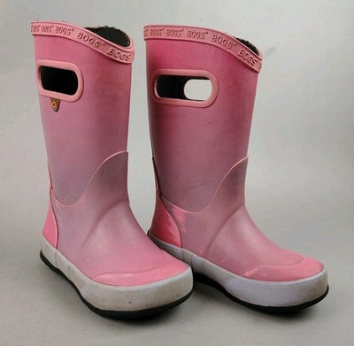 Bogs Boots Youth Girls Size 9 Pink Ombre Waterproof Rubber Rain Pull On