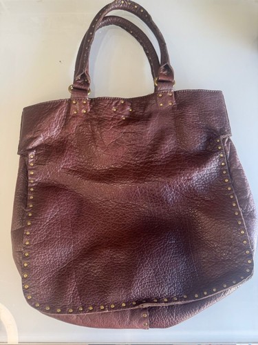 Linea Pelle Tasche Gold Nieten Leder Burgund - Bild 6 von 10
