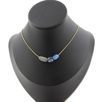 Mineralien Und Steine PréCieuses. Halskette 3 Perlen Lapislazuli Du Pakistan.