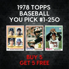 1978 Topps Baseball #1-250 - YOU PICK - Complete Your Set