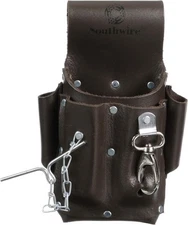Southwire POUCH4 Leather Tool Pouch; 5 Pocket Belt Pouch, Brown 