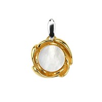 Cavill Perlmutt SilberanhäNger 925 Sterling Silber Goldplattiert 10Mm Damen