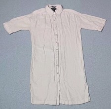 Tahari 100% Linen Tunic Shirt Dress XS Ivory Cream Lagenlook Coastal Oversized