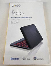 Zagg Folio Ellipsis 8 Bluetooth Keyboard Backlit Keys Stand Case
