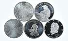 Lot 5 VINTAGE 1 Oz Silver Bars/Rounds Art Bars Collection Poured .999 *540