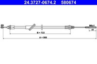 Bremsseil Seilzug Feststellbremse ATE 24.3727-0674.2 FüR Ford Maverick 16V 24V