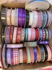 46 full Rolls of Ribbon Satin, grosgrain, most on rolls, assorted colors