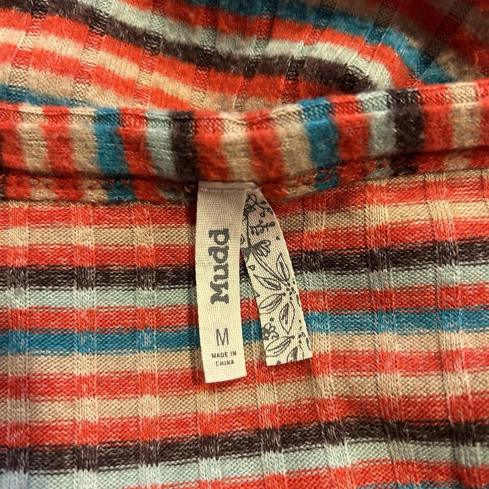 Mudd Retro Fuzzy Knit Top Multi Color Striped 90s Vibes Aesthetic Sz M - Image 4 of 4