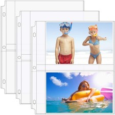 5x7 Photo Sleeves 2 Pocket 30 Pack for 3 Ring Binder, Photo Storage Sleeves