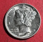 1942 Choice Uncirculated US Mercury SILVER Dime "Philadelphia" Mint! Old Coin!